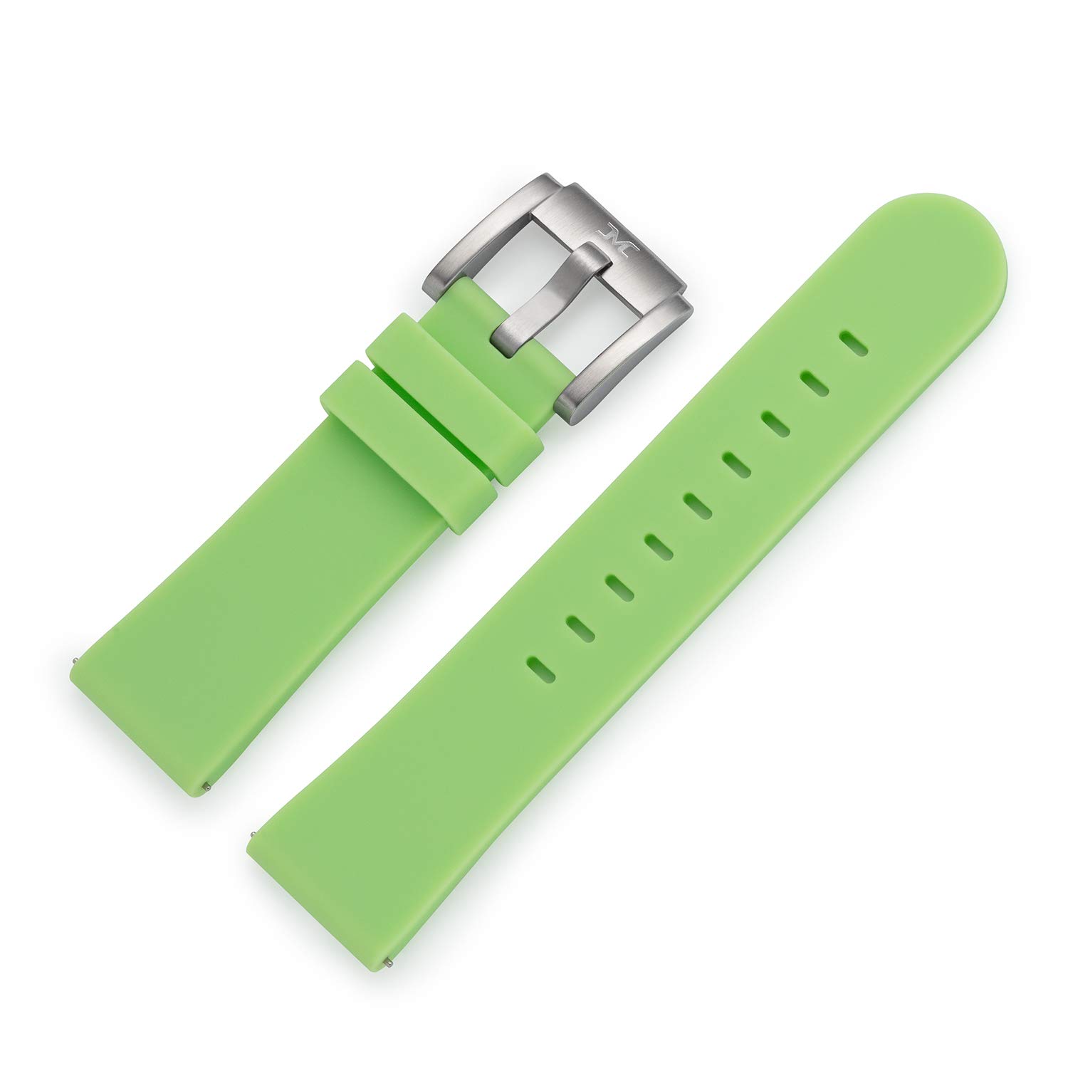 TW Steel Marc Coblen silicone watch strap, 22 mm, with steel clasp, light green, Strap.