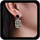 Iaceble Crystal Square Dangle Earrings Gold Black Rhinestone Rectangle Earrings Hollow Cz Square Drop Earrings Crystal Geometric Earrings Jewelry For Women