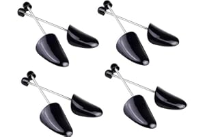 Men's Black Adjustable Keep Shape Shoe Trees Shoe Stretcher Boot Holder Shaper with Tension Spring Coil 4 Pairs