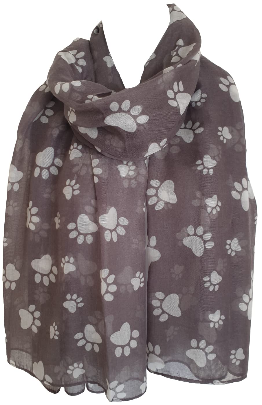 GlamLondon Women's Paw Print Scarf Animal Cats Dogs Paws Wraps Shawl Scarves (Grey)
