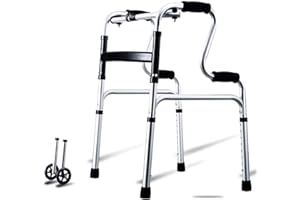 Walking Frame Elderly Walker Folding Lightweight Aluminium Rollator Lower Limb Training Auxiliary (Wheel) Small Gift