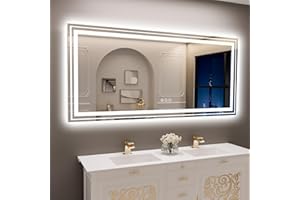 Snowdool LED Bathroom Mirror, 77"x36" with Front and Backlit, Anti-Fog, Large Bathroom Vanity Mirror for Wall, Memory Function, Stepless Dimmable, Tempered Glass (Horizontal/Vertical)
