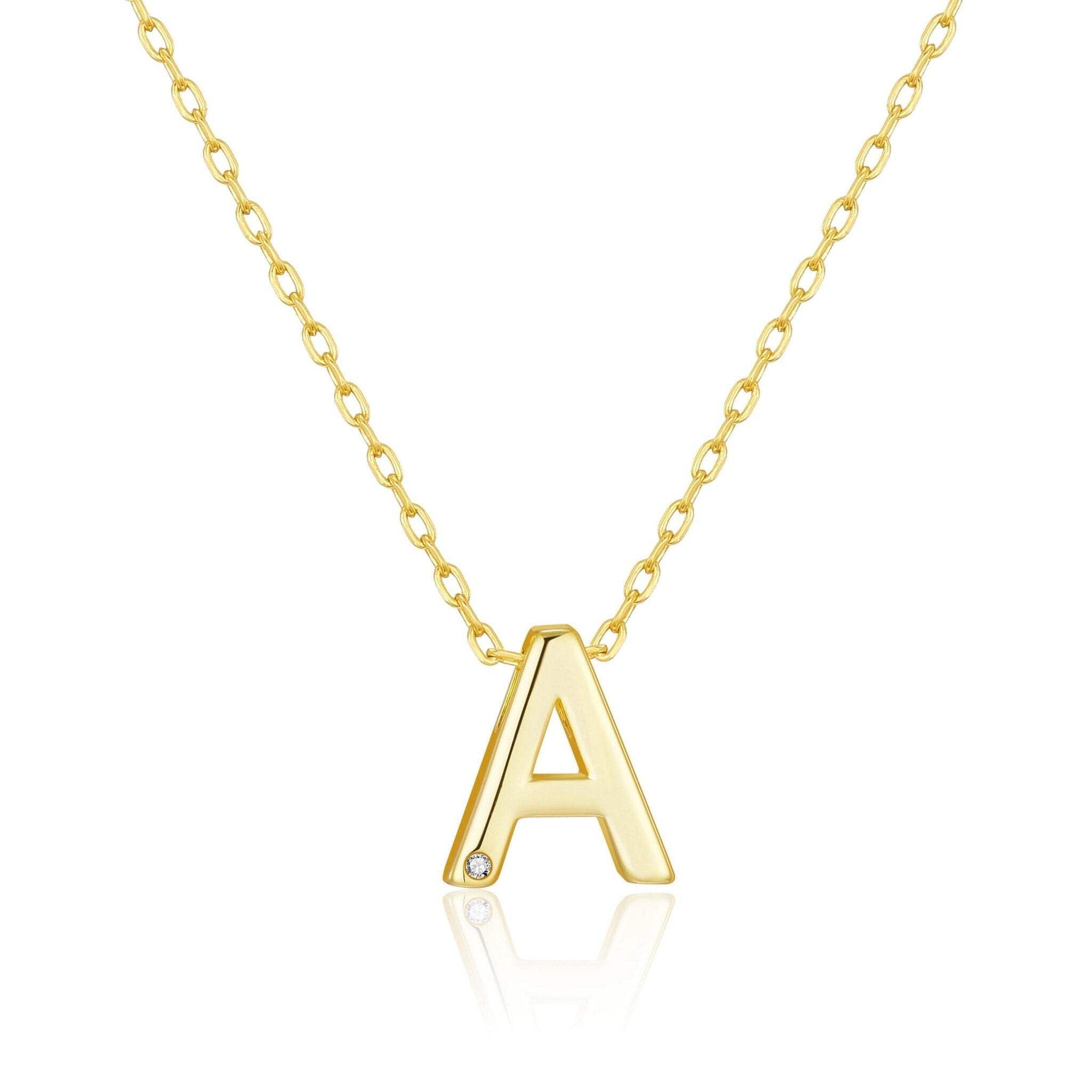Philip Jones 18k Gold Plated Initial Necklace Letter A Created with Zircondia® Crystals