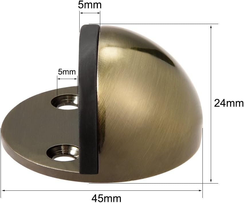 sourcing map Stainless Steel Floor Door Stopper with Rubber Bumper Adhesive/Screw Mounted Brass Tone, 1pcs - Image 3