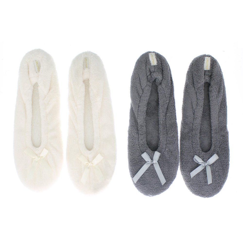 Gold Toe Womens Plush 2 Pack Ballerina Ballet Flats Slippers Shoes