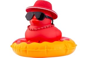 MuMyer Car Rubber Duck Ornaments Colorful Duck Car Dashboard Decorations Accessories with Mini Sunglasses Swim Ring Sun Hat and Color Necklace(CC25)