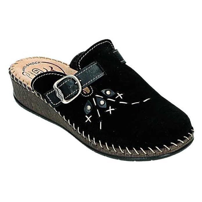 Fly Flot Mules Blue Mesh Clogs Leather Anti Shock Anatomic Slipons