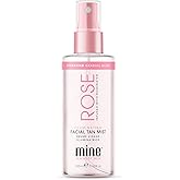 Minetan Rose Face Tan Mist | Clear Facial Self Tanning Spray | Gradual Daily Sunless Tanner, Infused | Soothing Rose Water & Vitamin C, Hydrating, Golden Glow Skin Finish | 3.38 Fl Oz