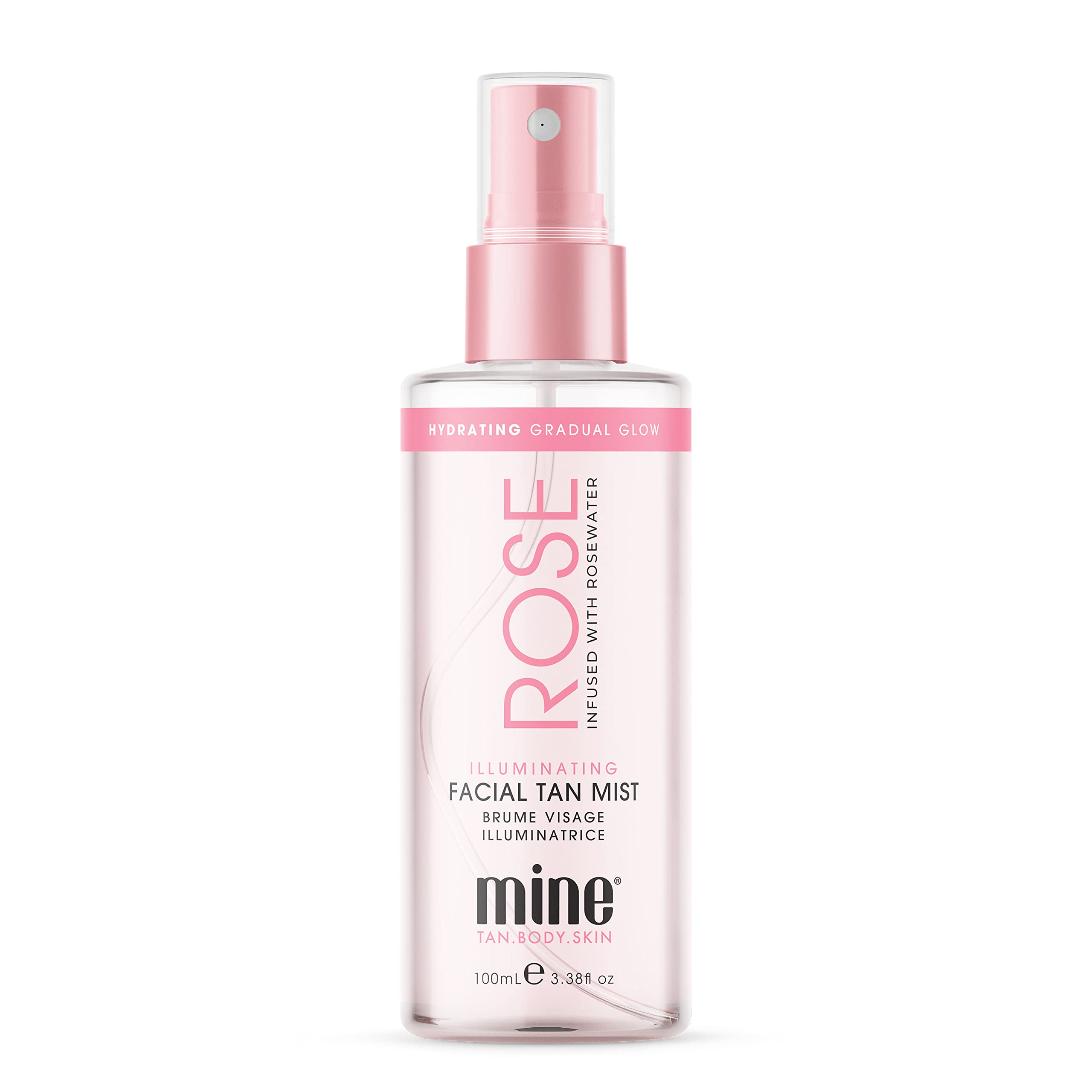 MINETAN BODY.SKIN Rose Illuminating Facial Tan Mist - Rose Water Infused Face Tanner For A Golden Luminous Facial Glow, 100ml
