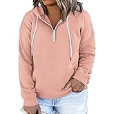 VISLILY Women's-Plus-Size-Hoodies Quarter Zip-Up Hooded Sweatshirts Lightweight Long Sleeve Pullover Tops with Pocket 1X-4X