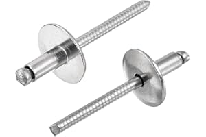uxcell 25Pcs 3/16"x3/8" 304 Stainless Steel Large Flange Round Head Rivets, Large Cap Open End Blind Rivets for Construction,