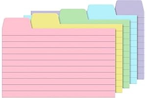 OLIVO 100 Pack Tabbed Index Cards 3x5 Lined Index Card Dividers with Tabs 3" x 5", Colored, 220 GSM Thick Paper