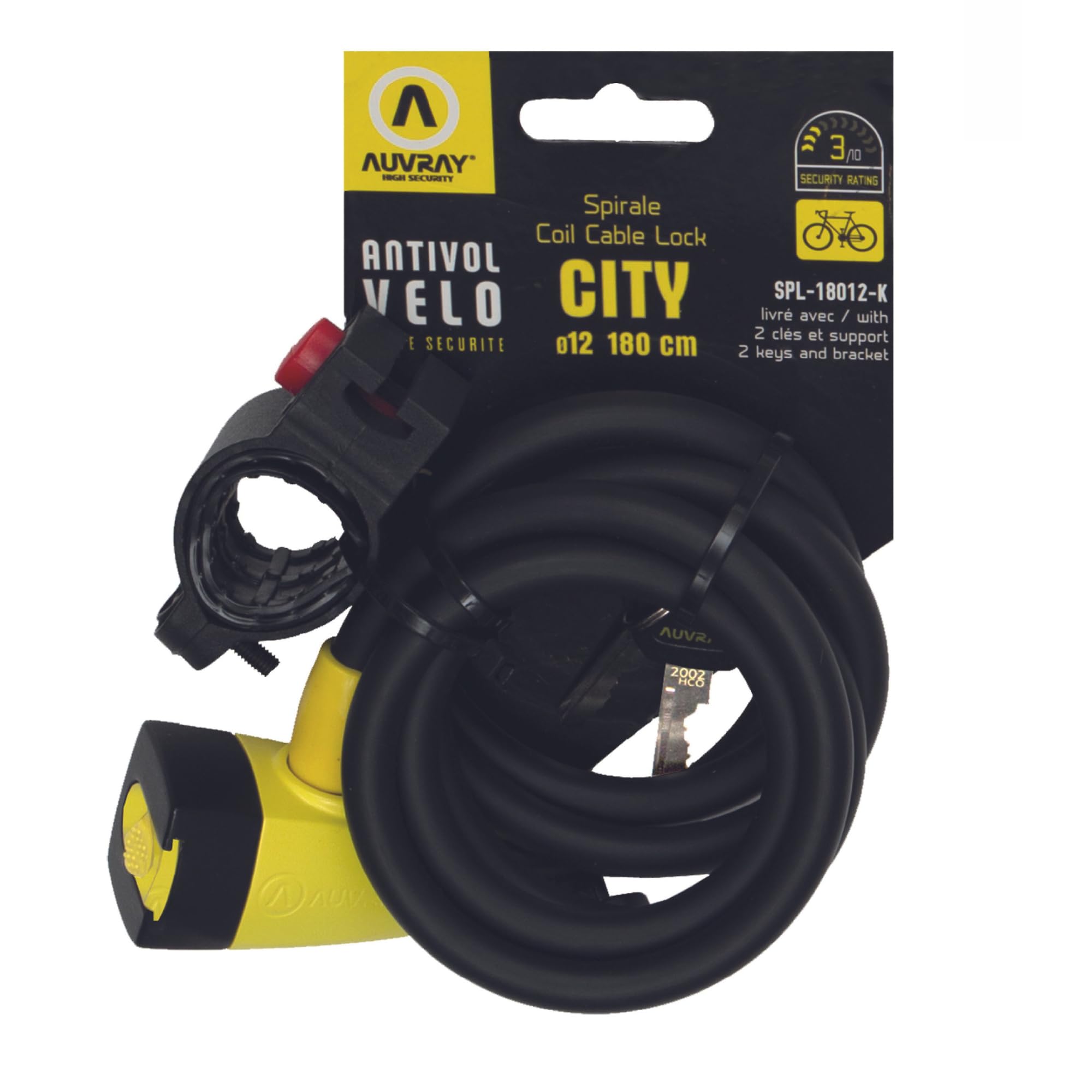 Auvray SPLK180AUV12 Fahrradschlösser Length: 1800 MM, diameter: 12 MM, Yellow