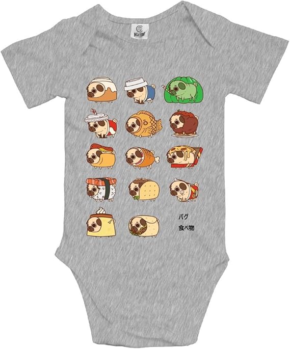 Amazon Co Jp 犬と食べ物 おもしろい ベビー服 半袖 ロンパース 快適 ユニーク 赤ちゃん ボディスーツ ユニセックス 普段着 ファッション