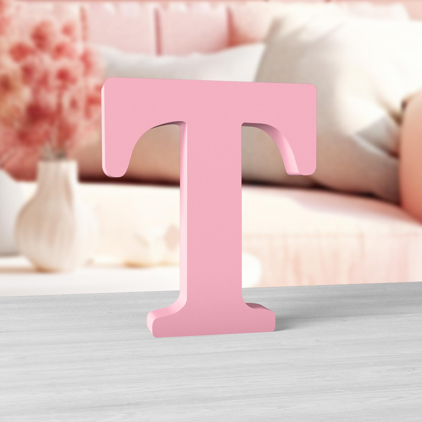 Aruatu 6 Inch Pink Wood Letters - Unfinished Wood Letters for Wall Decor & Craft Projects