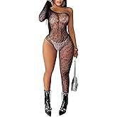 Buitifo Woman Lingerie Bodysuit Fishnet Stocking Leopard Full Body Jumpsuit Rave Outfits