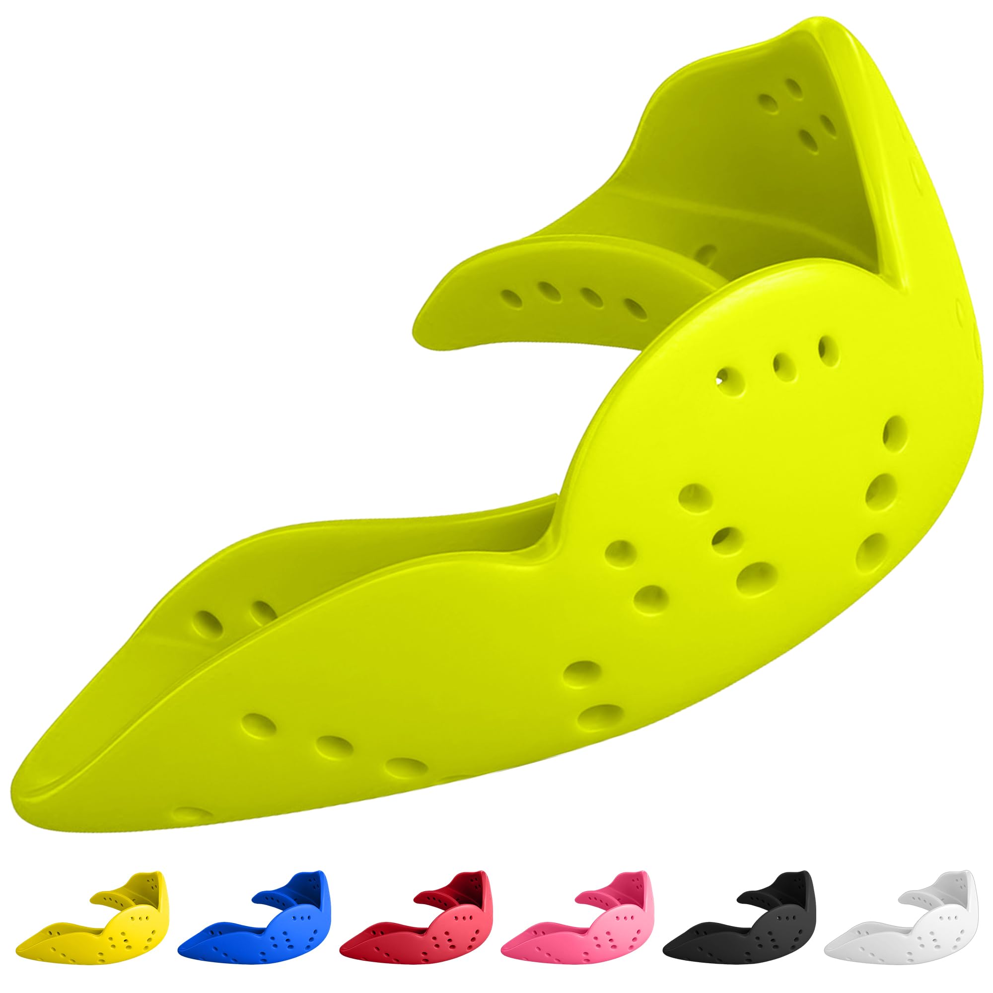 SISU Mouth Guard Aero - Neon Flash - Ultra Slim Gumshield for Adults & Kids - Custom Fit Rugby Gum Shield- A Remouldable Sports Mouthguard for Boxing, MMA, Hockey - Large (Over 6' Tall)