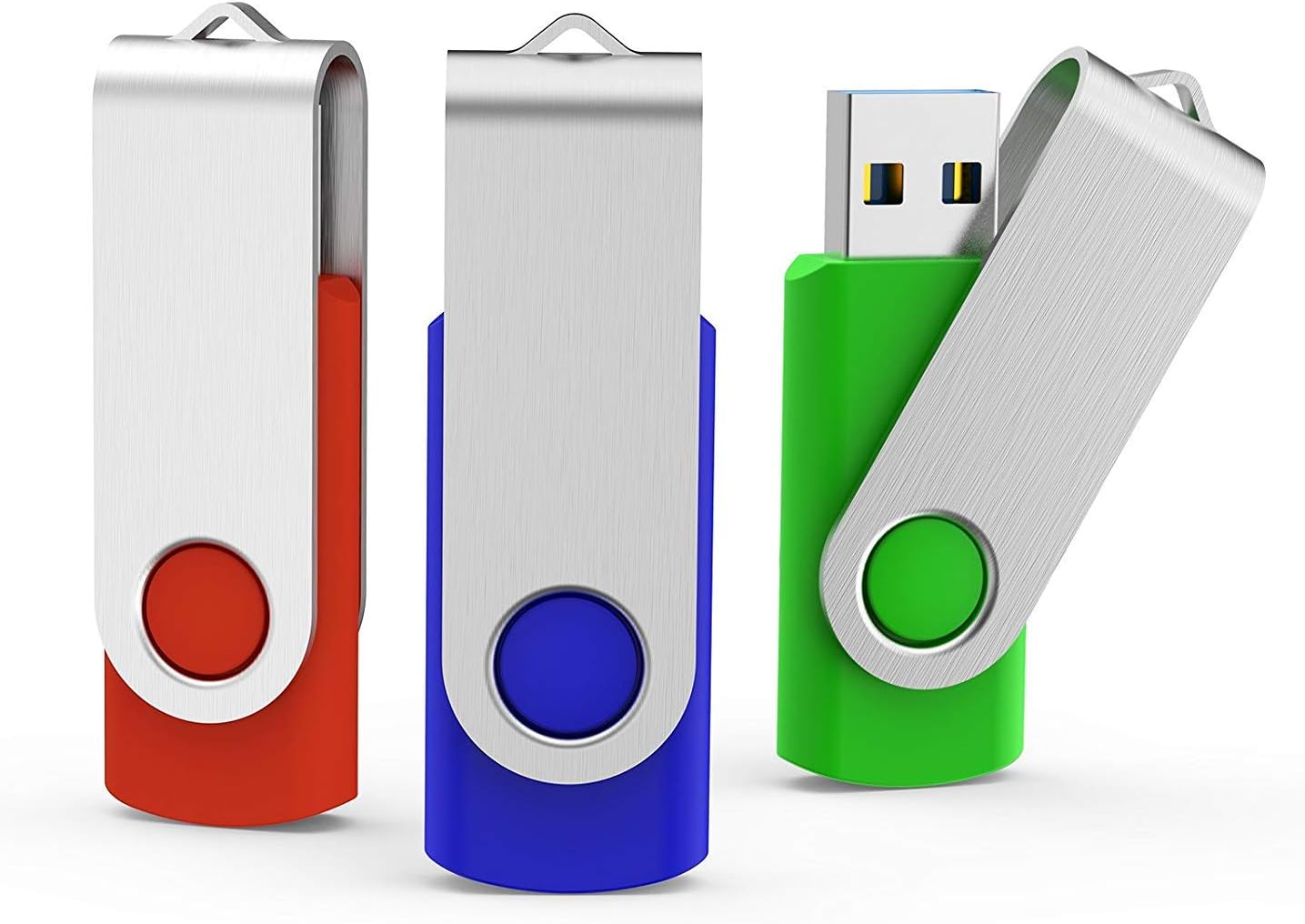 wellsenn 3 X 16 GB USB Flash Drive 16 gb Thumb Drive Memory Stick Swivel Keychain Design Mixcolor (16G3) (mixcolor3)