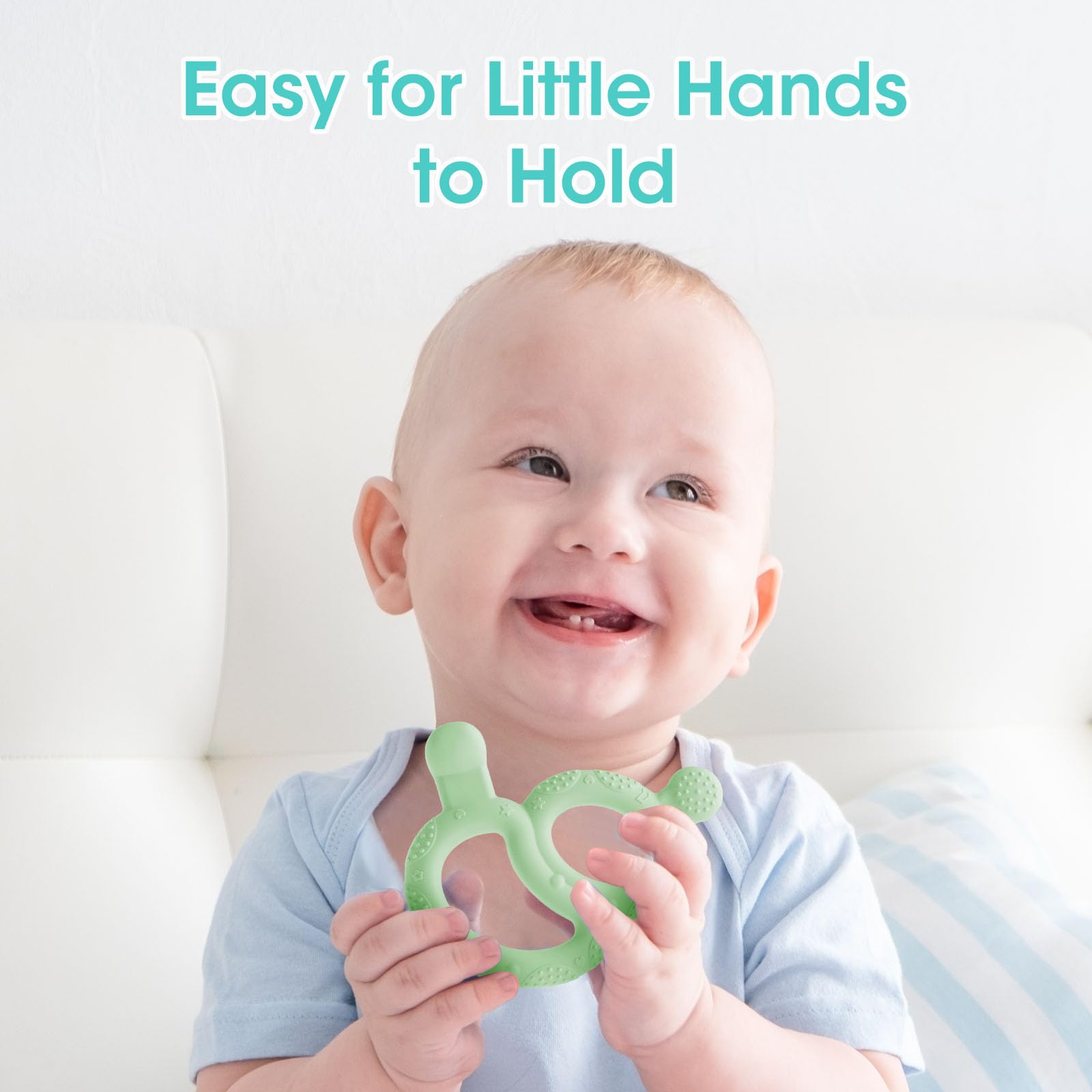3 Pack Baby Teething Toys for Babies 3-6 Months, Silicone Teething Ring Toys for Babies 6-12 Months, BPA Free Soft and Dual Textured Nipple Teether Relief Soothing Sore Gums Chew Infant Sensory Toys