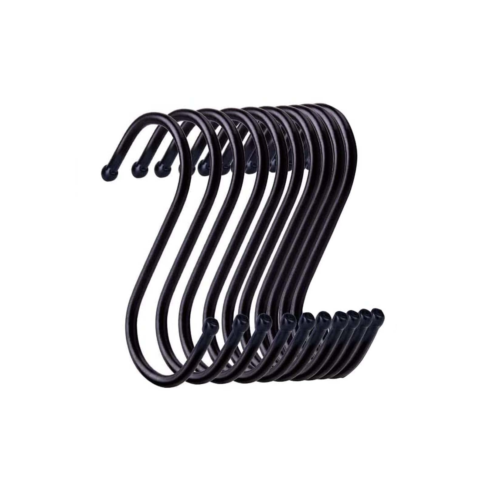 Yesmin 10 Pack in S Shaped Hooks Hanging Hooks Hangers for Bathroom, Bedroom, Office and Kitchen(Black & Large)