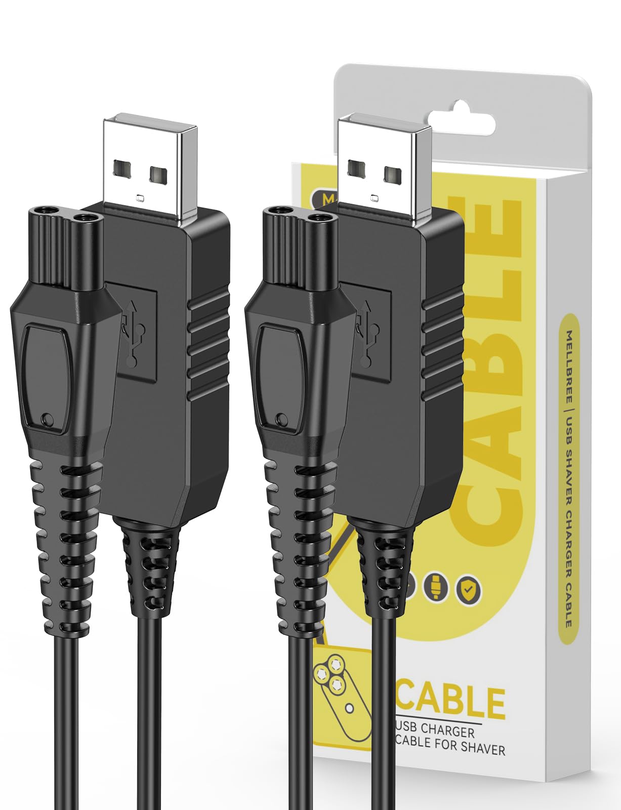 Mellbree 15V USB Charger Compatible with Philips Shaver HQ8505 2 Pack, Charging Cable Compatible with Philips Norelco Series 3000, 5000, 7000, 9000, One Blade QP6651 QP6650 QP6520 QP6510