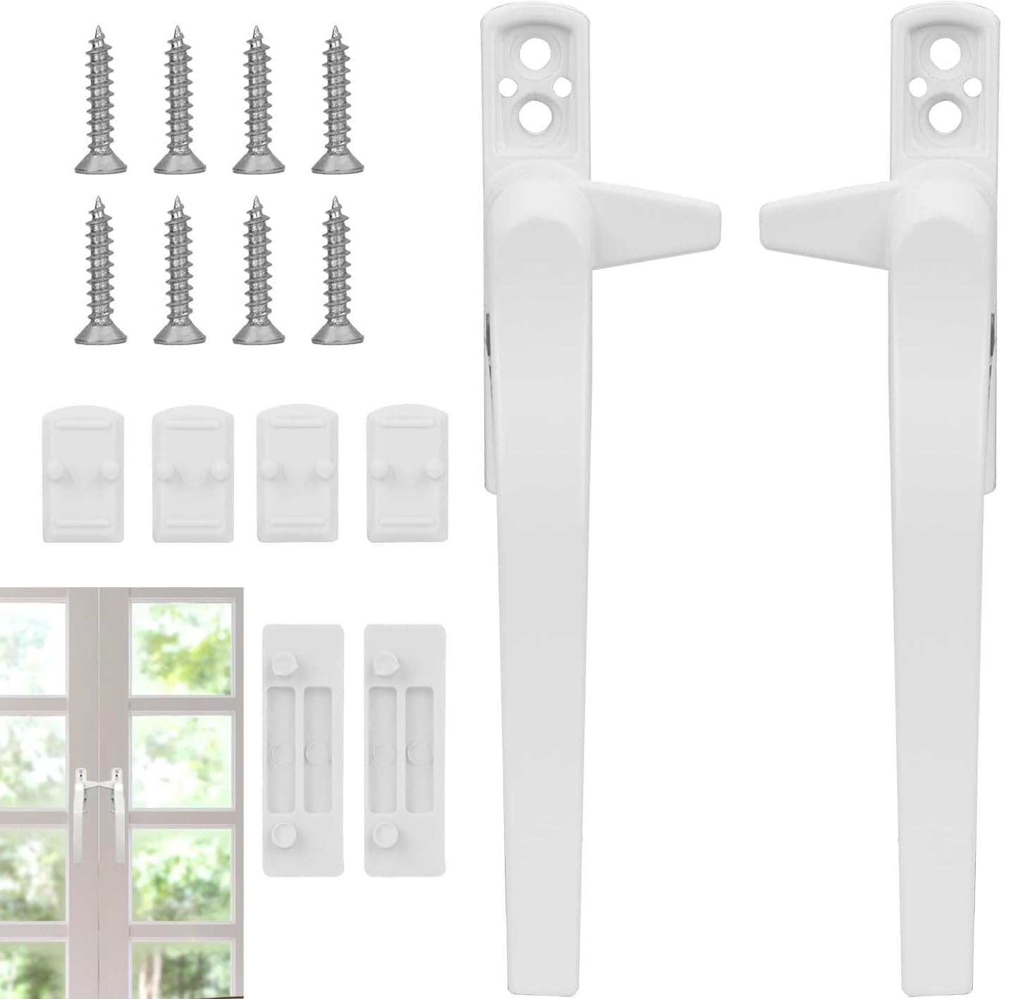 KOOLEVER 2 Pcs Window Handles for Upvc Windows, Window Handle Replacement Kit, Durable Aluminum Alloy for Security, Childproof Locking Mechanism Left/Right, for Home Office