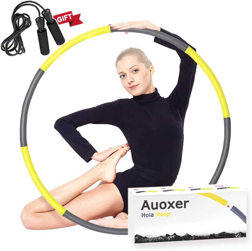 Auoxer Fitness Exercise Weighted Hoola Hoop, Lose Weight Fast by Fun Way to Workout, Fat Burning Healthy Model Sports Life, Detachable and Size Adjustable Design