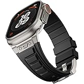 Sports Rugged Silicone Rubber Bands for Apple Watch Uitra 2 Band 49mm 46mm 45mm 44mm 42mm,Durable MetalConnector with Butterfly Buckle, Compatible for iWatch Ultra Series10 9 8 7 6 5 4 3 2 1 SE (49/46/45/44/42mm, Black)