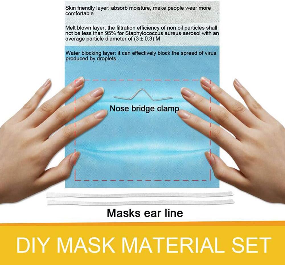 with Nasal Bridge and Earband 95% Polypropylene Non-Woven Filter Fine Particles Cloth Electrostatic Meltblown Fabric 3 Layers of Fabric Can Be Made into DIY Finished Products
