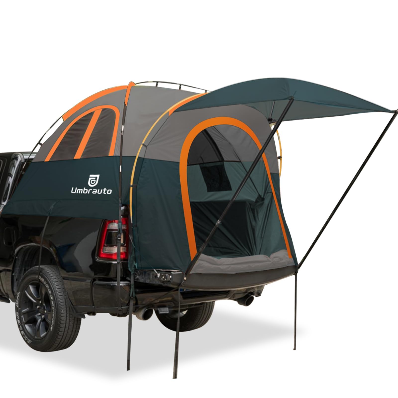Photo 1 of Umbrauto Truck Bed Tent with Awning: 5.5-5.8FT PU3000mm Waterproof Tailgate Pickup Truck Tents, Easy Set-up for 2 Person, Fits Full Size Short Bed, Chevy, Dodge, Ford, GMC, Green