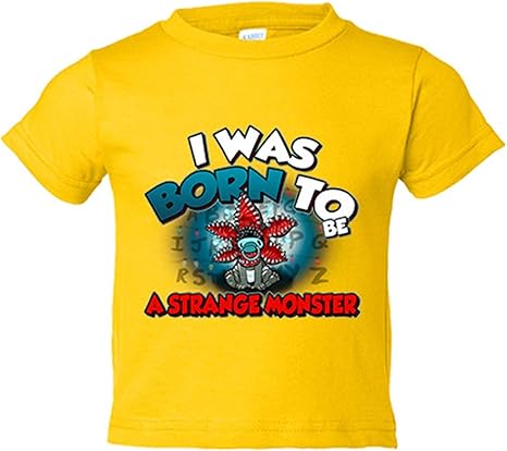 Camiseta niño I was born to be a stranger monster parodia Baby Demogorgon - Amarillo, 3-4 años: Amazon.es: Bebé