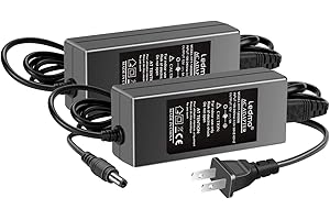 JUYACE 120V to 12V 5A Power Supply Led Strip Light Transformer Input with 5.5x2.1mm 60W AC DC Adapter（2 Pack）
