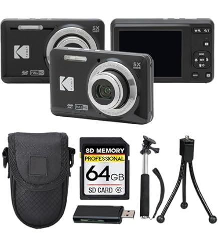 Kodak PIXPRO FZ55 black 64GB SDカード付き Amazon.com : Kodak PIXPRO FZ55 Digital Camera Black | 16MP Compact