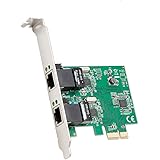 Syba 2 Port Ethernet PCIe x 1 Card with Chipset and Low Profile Brackets