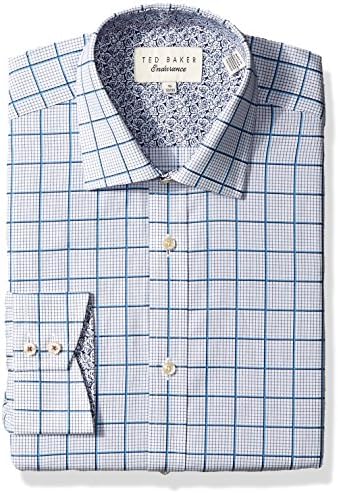 Ted Baker Men's Redsing Dress Shirt, Navy, 15.5" Neck 34"-35" Sleeve