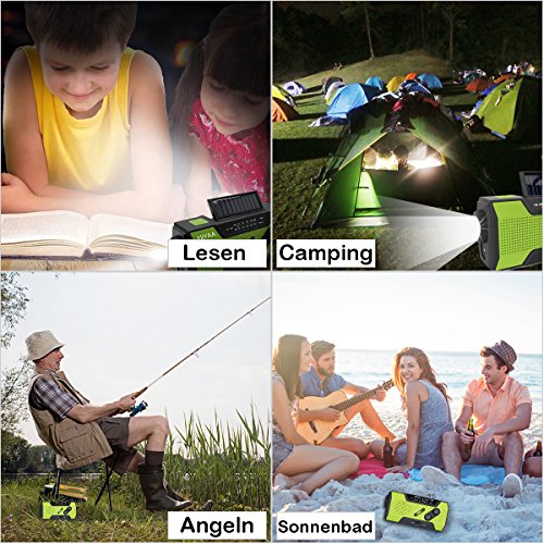 Solar Radio, Kurbelradio AM/FM Wiederaufladbare Dynamo Radio Wasserdicht LED Dynamo Lampe Powerbank f¨¹r Wandern,Camping… – Bild 8