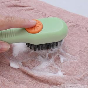 1pc Liquid Injection Shoe Brush, Green Multipurpose Laundry Cleaning Brush with Soft Bristles for Stain Removal