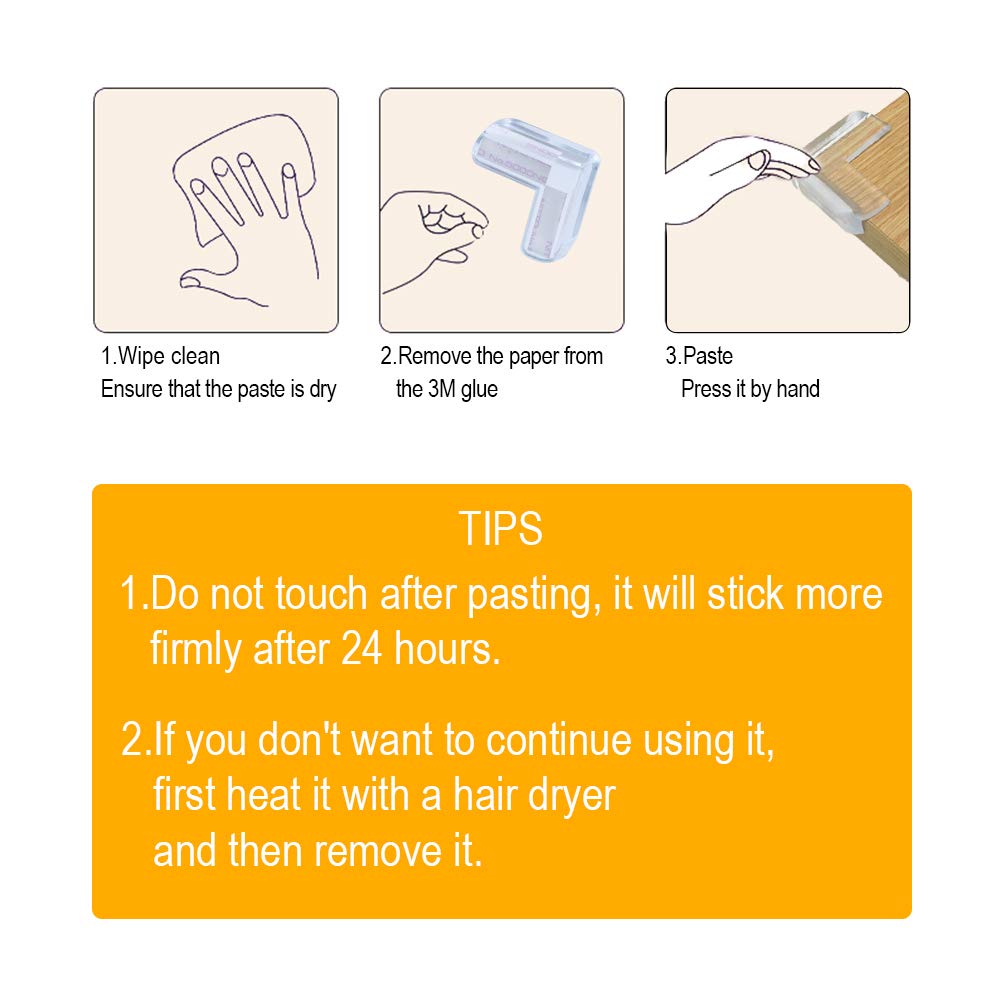 Clear Corner Guards(12 Pack),Table Corner Protectors,Clear Edge Safety Bumpers,High Resistant Adhesive Gel,Corner Protector for Baby,Kids,Furniture,Cabinet,Glass,Coffee Table,ect.