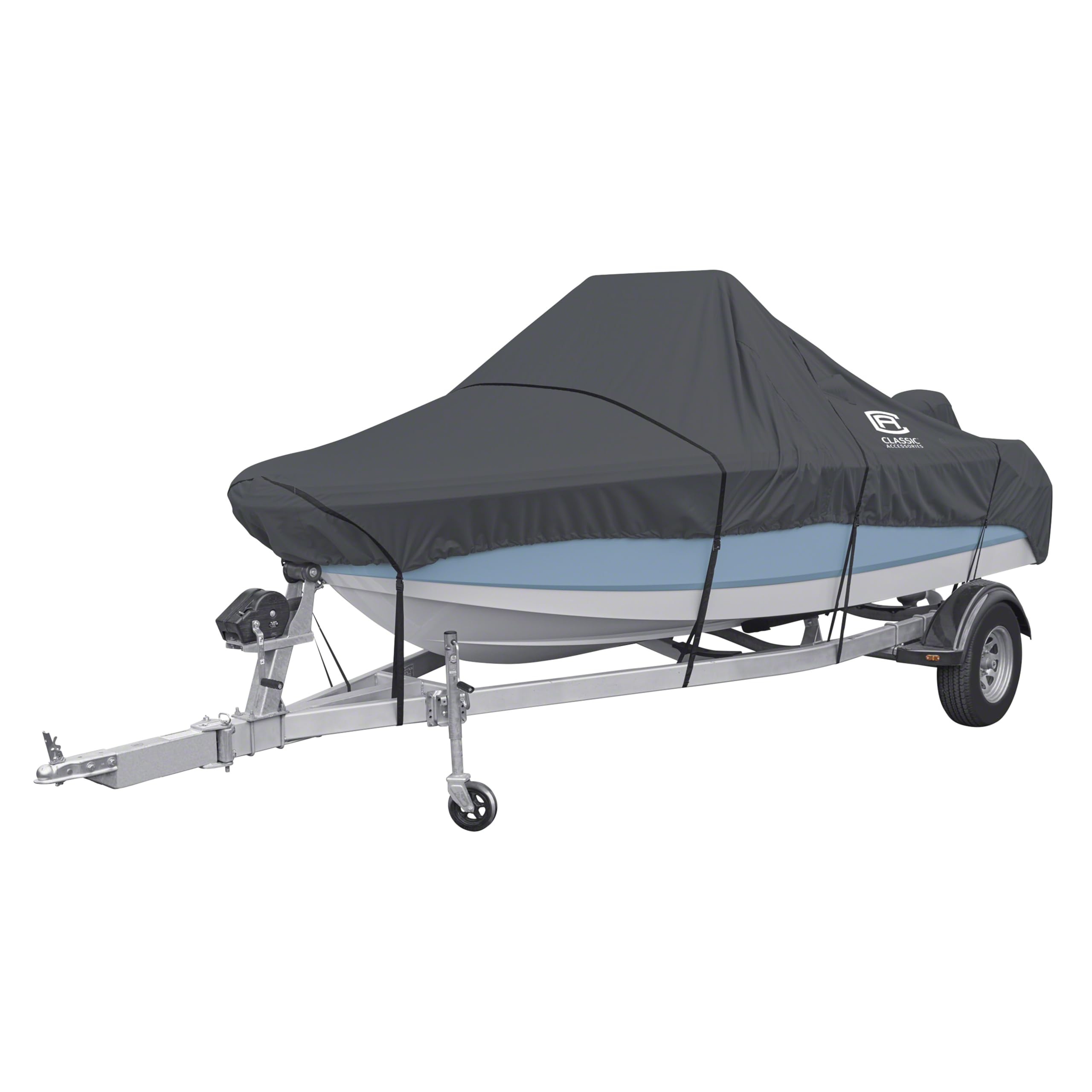 Classic Accessories StormPro Dark Grey Heavy-Duty Center Console Boat Cover, 16-18.5' L x 98" W, Marine Grade Fabric, Water-Resistant, Fits V-Hull Runabouts OutBoards and I/O