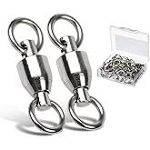 AMYSPORTS Ball Bearing Swivels Connector High Strength Stainless Steel Solid Welded Rings Barrel Swivels Saltwater Freshwater Fishing