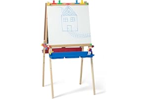Melissa & Doug Deluxe Standing Art Easel - Dry-Erase Board, Chalkboard, Paper Roller