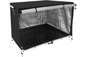 Pecopcock Dogs Crate Cover Privacy Windproof Safe for Dog Durable-Polyester Pet Kennel Cover Crate Cover (42 inches, Black)