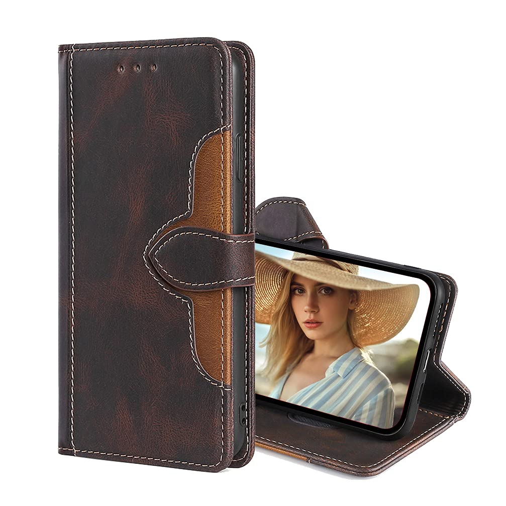 BRAND SET Phone Case for OPPO Find X5 Pro 5G, Protective Case with Card Pockets and Kickstand Shockproof PU Leather Flip Wallet Cover for OPPO Find X5 Pro 5G-Brown