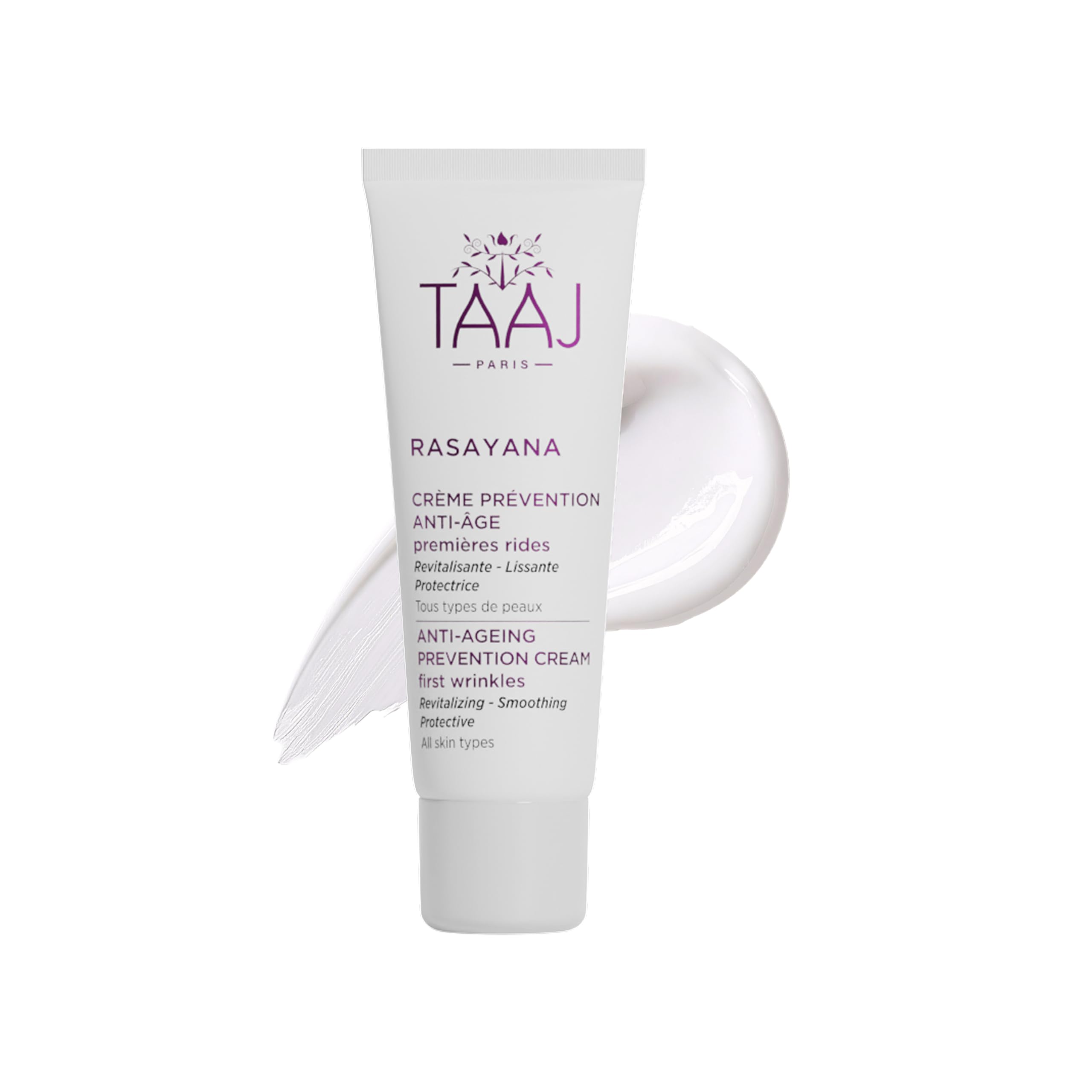 TAAJ | Anti-Ageing Prevention Cream - RASAYANA | First wrinkle prevention treatment | Delays and corrects the first signs of ageing | Restores firmness and elasticity to the skin | Vegan | 50 ml