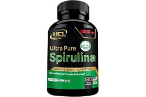 Organic Spirulina Powder Capsules 3000 mg - Purest Non-Irradiated Blue Green Algae - Best Raw Vegan Protein - Green Superfood