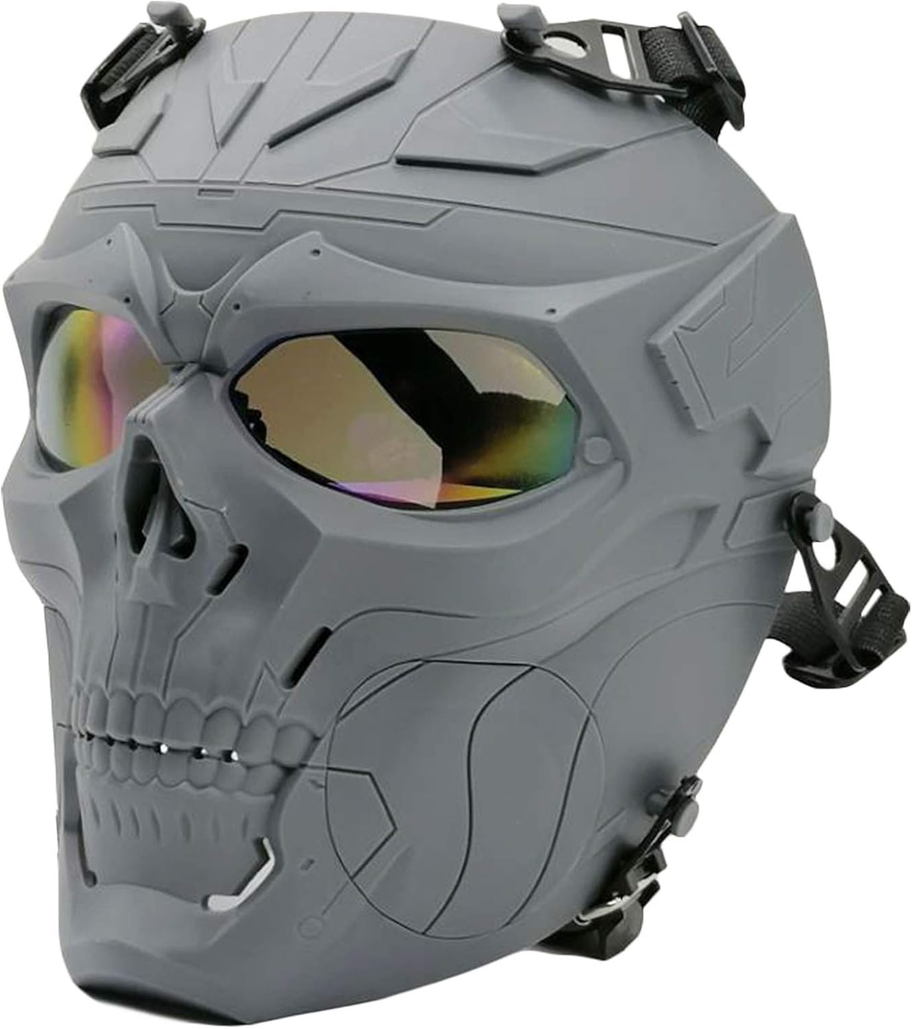 Tactical Airsoft Mask Skull Full Face Tactical Mask with PC Lens Eye Protection for CS Survival Games Shooting Ideal Mask for Halloween, Cosplay, Costume Party and Movie Prop (Grey color): Clothing
