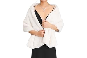 Aukmla Long Wedding Faux Fur Wraps and Shawls Wedding Bridal Stole for Brides and Bridesmaids