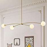MERINEA Modern Gold Sputnik Chandelier L51” Mid Century 4 Lights Milk Glass Globe Ceiling Pendant Light Fixture Contemporary 