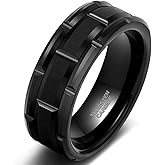 TRUMIUM 8mm Mens Tungsten Wedding Bands Brick Pattern Matte Finished Tungsten Carbied Rings Comfort Fit Size 7-13