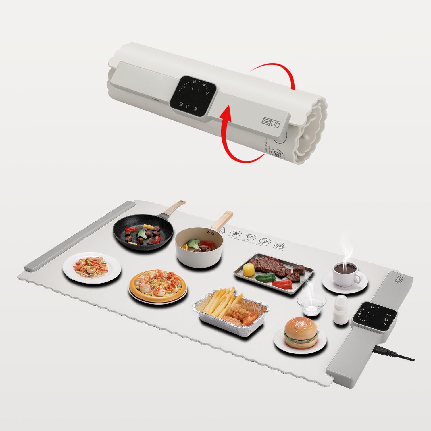 Photo 1 of BTUP Electric Warming Tray,Food Warming Mat with 5 Temperature Settings,Rollable & Portable Silicone Fast Heating Tray Food Warmer For Parties,Restaurants,Buffet,Sabbat,Home Everyday Use(Cream)